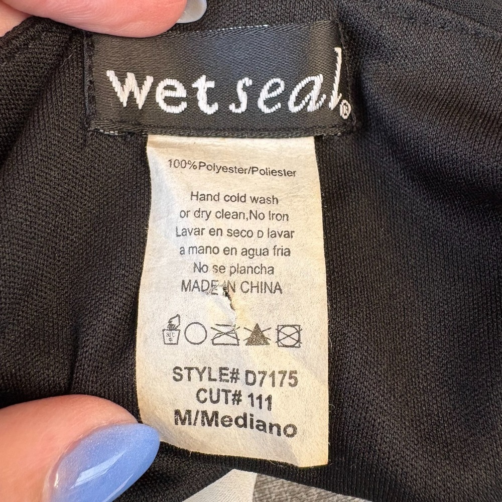 Vintage Wet Seal Y2K Babydoll Chiffon Cocktail Dress M Black Cream Coquette - Picture 8 of 11